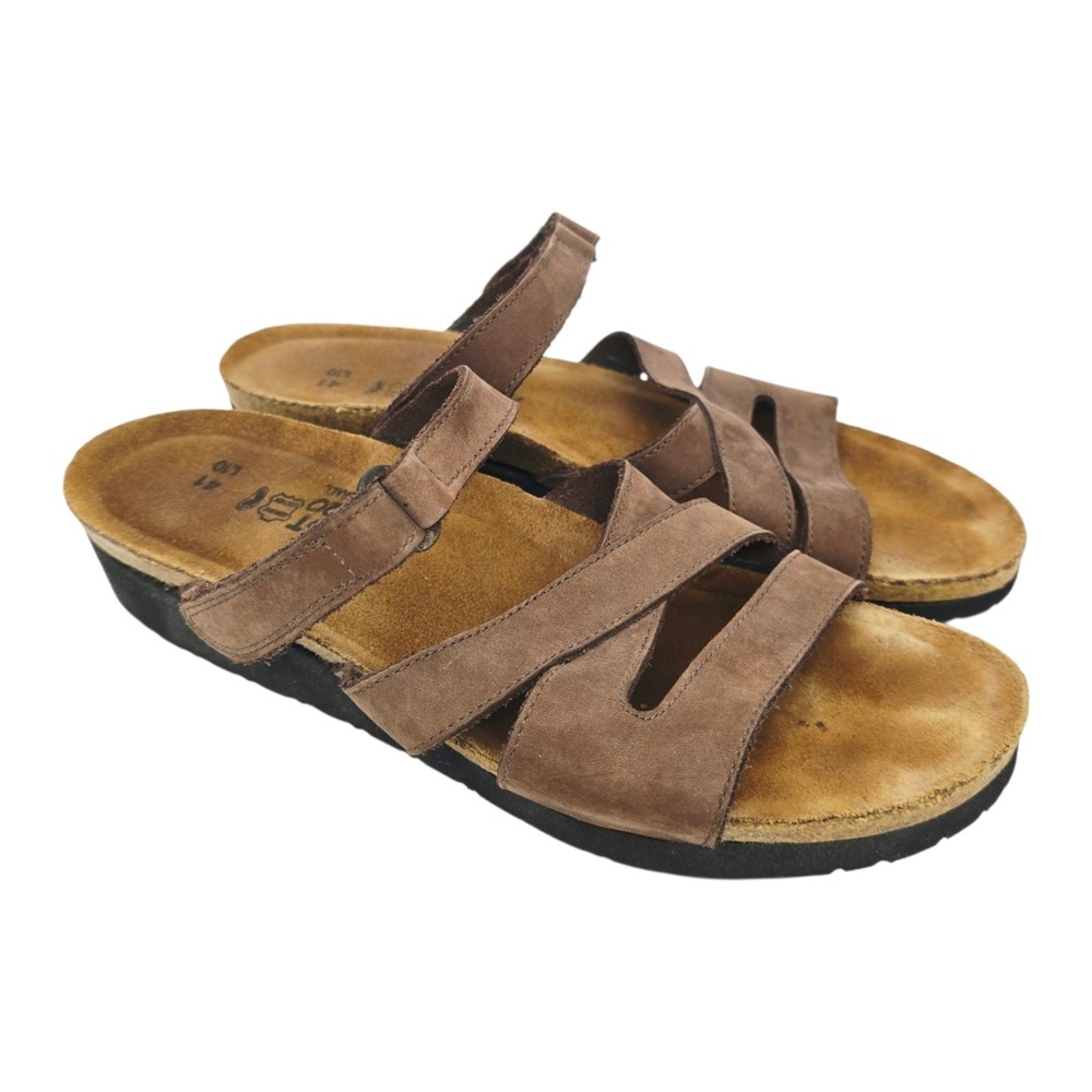 Naot Sandals Womens 10 (41) Strappy Israel Cork Nubuck Brown